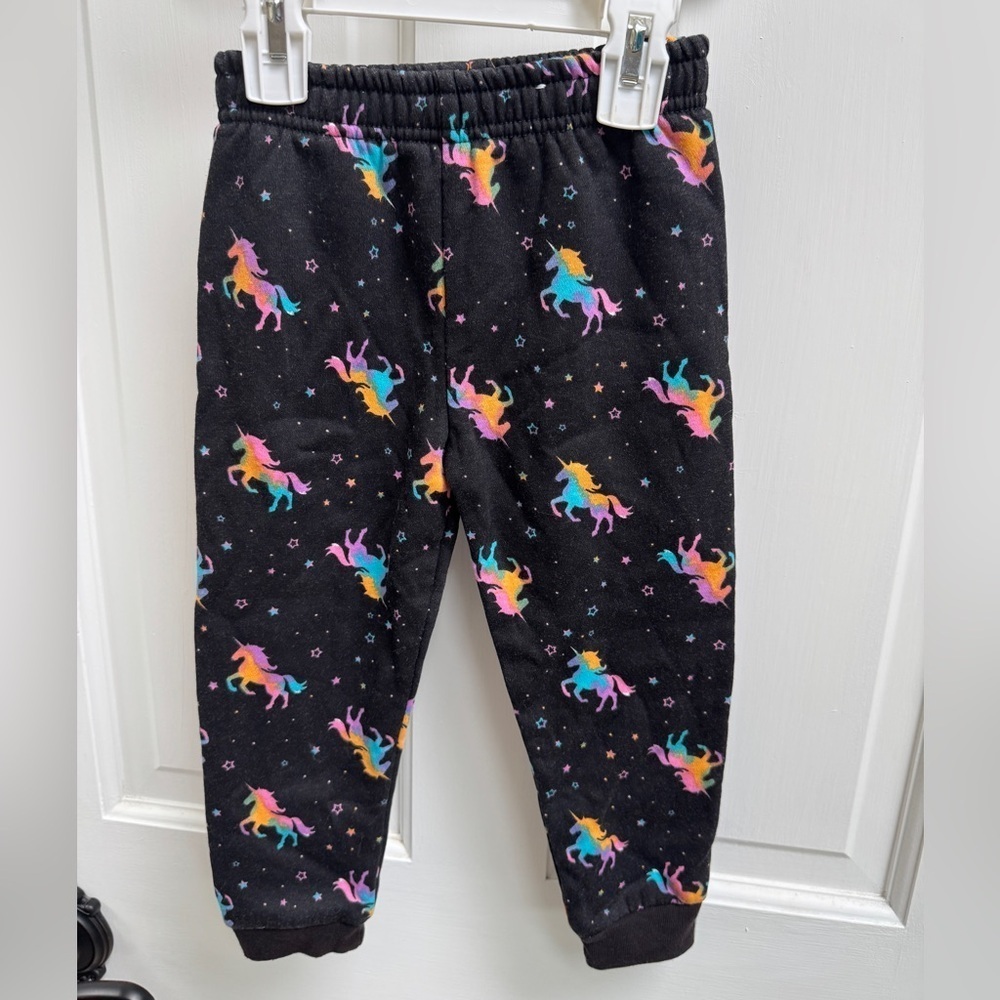 Garanimals 3T Girls Black Rainbow Unicorn Sweatpants
